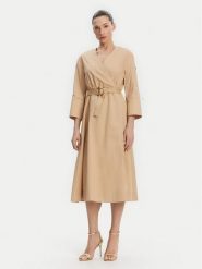 Liu Jo Sukienka codzienna WA5170 T4390 Beżowy Regular Fit. Brązowe sukienki damskie Liu Jo, na co dzień, bez wzorów, z bawełny, bez kołnierzyka, bez ramiączek, proste. Za 599.99 zł.