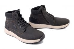 RIEKER TEX 11502-45 grey, trzewiki męskie. Szare botki męskie Rieker, bez wzorów, z wełny, bez obcasa, bez zapięcia. Za 439.90 zł.