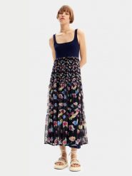 Desigual Sukienka letnia Vancouver 24SWVK58 Granatowy Regular Fit. Niebieskie sukienki damskie Desigual, na lato, s, bez wzorów, z syntetyku, bez kołnierzyka, bez ramiączek. Za 319.99 zł.