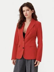ONLY Marynarka Raven 15338389 Czerwony Slim Fit. Czerwone marynarki i żakiety damskie ONLY, bez wzorów, z syntetyku, bez kołnierzyka, bez ramiączek. Za 109.99 zł.