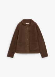 Bluza rozpinana z kożuszkowego polaru. Brązowe bluzy damskie bonprix, bez wzorów, z polaru, bez ramiączek, bez kaptura. Za 149.99 zł.