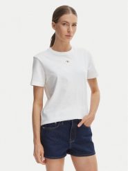 Calvin Klein Jeans T-Shirt LV047F227G Biały Classic Fit. Białe t-shirty damskie Calvin Klein Jeans, s, bez wzorów, z bawełny, bez kołnierzyka, bez ramiączek. Za 169.99 zł.
