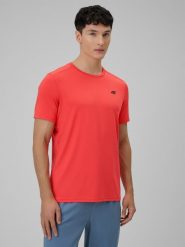4F Koszulka treningowa regular szybkoschnąca męska - czerwona XL. Czerwone t-shirty męskie 4F, m, bez wzorów, ze skóry, bez kołnierzyka, bez ramiączek. Za 79.99 zł.