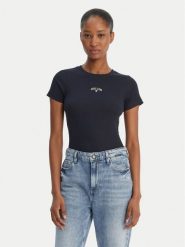 Guess Jeans T-Shirt W6GPZ3 KA0H1 Granatowy Slim Fit. Niebieskie t-shirty damskie Guess Jeans, l, z aplikacjami, z bawełny, bez kołnierzyka, bez ramiączek. Za 159.99 zł.