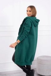 Bluza ocieplana długa z kapturem ciemno zielona. Zielone bluzy damskie KESI, l, bez wzorów, z bawełny, bez ramiączek, z kapturem. Za 313.67 zł.