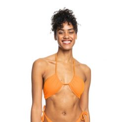 Góra od stroju kąpielowego ROXY Color Jam. Brązowe bikini Roxy, m, bez wzorów. Za 79.99 zł.