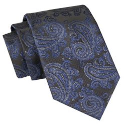 Męski Krawat Angelo di Monti - Paisley, Ciemna Kolorystyka. Niebieskie krawaty i muchy Angelo di Monti, bez wzorów, z tkaniny, eleganckie. Za 45.00 zł.