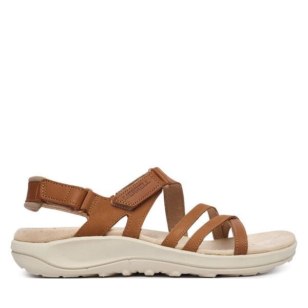 Sandały Merrell. Brązowe sandały damskie Merrell, bez wzorów, bez obcasa, na płaskiej podeszwie, bez zapięcia. Za 369.99 zł.