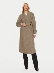Tommy Hilfiger Płaszcz wełniany WW0WW43159 Beżowy Regular Fit. Brązowe płaszcze damskie Tommy Hilfiger, na zimę, l, bez wzorów, z wełny, bez kołnierzyka, bez kaptura. Za 1,469.00 zł.