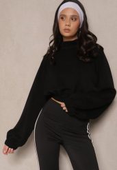 Czarna Krótka Bluza ze Stójką Benola. Czarne bluzy damskie Renee, l, bez wzorów, z jeansu, casualowe, bez ramiączek, bez kaptura. Za 99.99 zł.