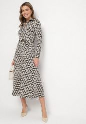 Czarna Sukienka Koszulowa z Wiskozą i Paskiem w Geometryczny Wzór Erilvessa. Czarne sukienki damskie Born2be, na co dzień, l, bez wzorów, z wiskozy, eleganckie, bez kołnierzyka, bez ramiączek, midi, koszulowe. Za 169.99 zł.
