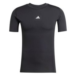 Koszulka adidas Techfit. Czarne bielizna sportowa męska Adidas, m, bez wzorów, z elastanu, do piłki nożnej, techfit (adidas). Za 109.99 zł.