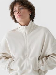 4F Bluza dresowa bez kaptura damska - beżowa M. Brązowe bluzy damskie 4F, m, bez wzorów, z bawełny, sportowe, bez ramiączek, bez kaptura. W wyprzedaży za 89.99 zł.
