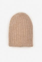 Brązowa Czapka z Wiskozy w Stylu Beanie z Prążkowanego Materiału Enandira. Brązowe czapki damskie Renee, bez wzorów, prążkowane, eleganckie. Za 34.99 zł.