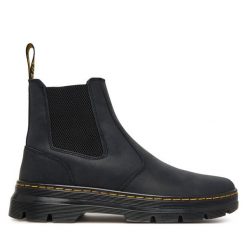 Sztyblety Dr. Martens. Czarne botki męskie Dr. Martens, bez wzorów, bez obcasa, bez zapięcia. Za 799.99 zł.