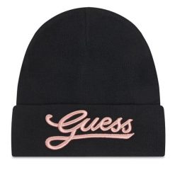 Czapka Guess. Czarne czapki damskie Guess, na zimę, z aplikacjami. Za 159.99 zł.