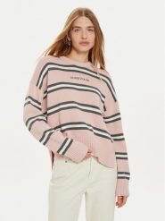 Guess Jeans Sweter W4BR09 Z3HM1 Różowy Regular Fit. Czerwone swetry nierozpinane damskie Guess Jeans, xl, z aplikacjami, z bawełny, bez kołnierzyka, bez ramiączek. Za 199.99 zł.