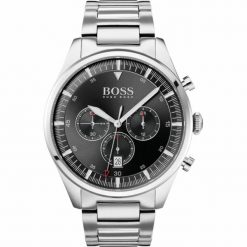 Zegarek Męski Hugo Boss 1513712. Szare zegarki męskie Hugo Boss, bez wzorów, z materiału, ze stali. Za 647.15 zł.
