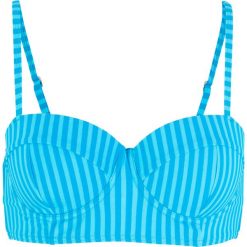 Biustonosz bikini na fiszbinach bonprix turkusowo-biały w paski. Niebieskie bikini bonprix, bez wzorów. Za 37.99 zł.