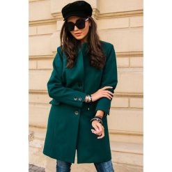 Klasyczny wełniany płąszcz r-p012. Czerwone płaszcze damskie Butik, na jesień, s, bez wzorów, z materiału, eleganckie, bez kołnierzyka, bez kaptura. Za 269.00 zł.