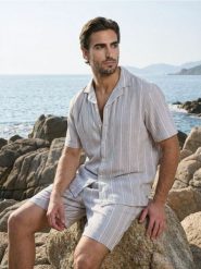 Bawełniana koszula w paski - zielony. Zielone koszule męskie Sinsay, l, bez wzorów, z bawełny, bez kołnierzyka, bez ramiączek. Za 59.99 zł.