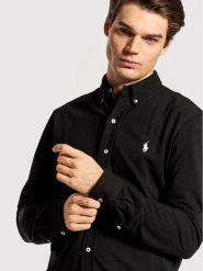 Polo Ralph Lauren Koszula Pique 710654408 Czarny Regular Fit. Czarne koszule męskie Polo Ralph Lauren, m, bez wzorów, z bawełny, bez kołnierzyka, bez ramiączek. Za 589.99 zł.
