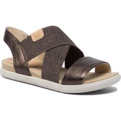 Sandały ECCO - Damara Sandal 24822350533 Licorice/Powder. Brązowe sandały damskie ecco, bez wzorów, z materiału, bez obcasa, bez zapięcia. W wyprzedaży za 299.00 zł.