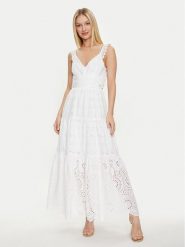Guess Sukienka letnia Sl Palma Long W4GK46 WG571 Biały Regular Fit. Białe sukienki damskie Guess, na lato, m, z aplikacjami, z bawełny, bez kołnierzyka, bez ramiączek. Za 1,029.00 zł.