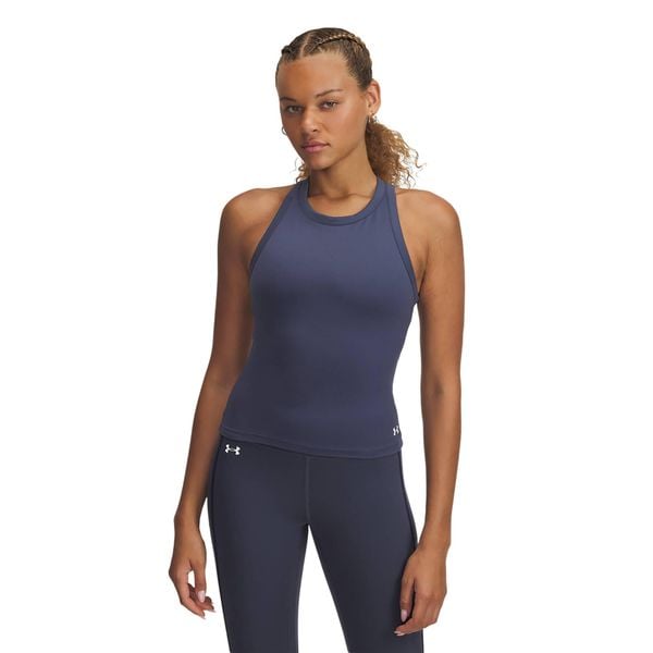 Top treningowy damski Under Armour Motion High Neck Tank. Szare topy damskie Under Armour, xs, bez wzorów, bez kołnierzyka, bez ramiączek. Za 119.99 zł.
