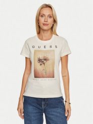 Guess T-Shirt W4BI13 KCJI0 Écru Regular Fit. T-shirty damskie Guess, s, z aplikacjami, z bawełny, bez kołnierzyka, bez ramiączek. Za 149.99 zł.
