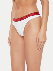 HUGO Stringi 50510622 Biały. Białe majtki damskie Hugo, z bawełny. Za 39.99 zł.