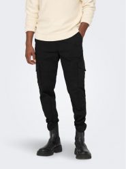 Only & Sons Spodnie materiałowe 22025431 Czarny Tapered Fit. Czarne spodnie materiałowe męskie Only & Sons, bez wzorów, z bawełny. Za 219.99 zł.