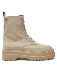 Tommy Hilfiger Trzewiki FW0FW08200 Beżowy. Brązowe botki damskie Tommy Hilfiger, bez wzorów, ze skóry, bez obcasa, na płaskiej podeszwie, bez zapięcia. Za 379.99 zł.