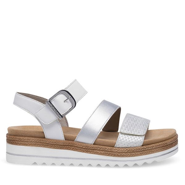 Sandały Remonte. Szare sandały damskie Remonte, bez wzorów, bez obcasa, na płaskiej podeszwie, bez zapięcia. Za 287.99 zł.