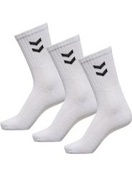 Zestaw skarpet sportowych dla dorosłych Hummel 3-Pack Basic Sock. Białe skarpety męskie Hummel, bez wzorów, z bawełny. Za 24.90 zł.