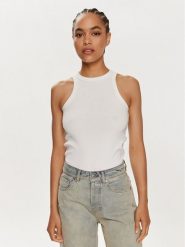 Hugo Top Styl The Plain 50515651 Biały Slim Fit. Białe topy damskie Hugo, s, bez wzorów, z bawełny, bez kołnierzyka, bez ramiączek. Za 219.99 zł.