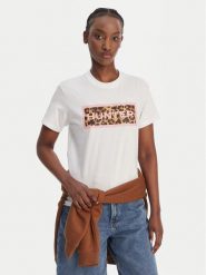 Hunter T-Shirt Essentials HARW0011261 Biały Regular Fit. Białe t-shirty damskie Hunter, xs, bez wzorów, z bawełny, bez kołnierzyka, bez ramiączek. Za 99.99 zł.