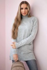 Sweter ze stójką szary. Szare swetry nierozpinane damskie KESI, na zimę, l, bez wzorów, z wełny, klasyczne, bez kołnierzyka, plus size, bez ramiączek. Za 178.78 zł.