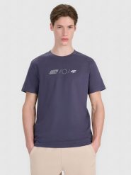 4F T-shirt regular z nadrukiem męski - szary XXL. Szare koszulki sportowe męskie 4F, m, bez wzorów, z bawełny, bez ramiączek. Za 59.99 zł.
