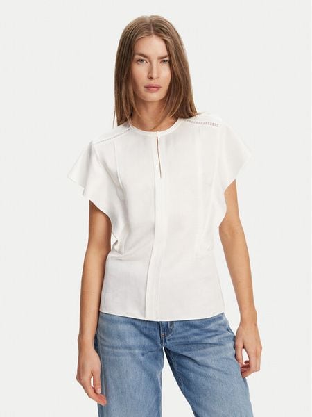 BOSS Bluzka Beliniara 50540635 Biały Regular Fit. Białe bluzki damskie Boss, bez wzorów, z wiskozy, bez kołnierzyka, bez ramiączek. Za 468.99 zł.