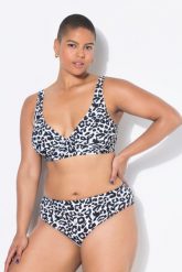 Damskie Figi od bikini wysoki stan wzór w panterkę. Białe stroje kąpielowe damskie Ulla Popken, plus size, bez wzorów, z elastanu. Za 91.99 zł.