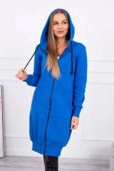 Bluza ocieplana długa z kapturem chabrowa. Niebieskie bluzy damskie KESI, l, bez wzorów, z bawełny, bez ramiączek, z kapturem. Za 313.67 zł.