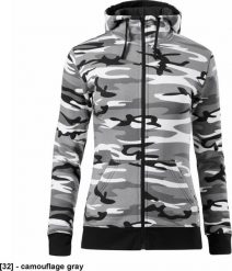 MALFINI Camo Zipper C20 - ADLER - Bluza damska, 300 g/m, 65% bawełna, 35% poliester - camouflage gray M. Szare bluzy damskie MALFINI, m, bez wzorów, z bawełny, bez ramiączek, bez kaptura. Za 108.22 zł.