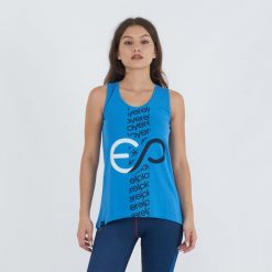 Top treningowy BUBLE z bawełny damski. Niebieskie topy damskie ELPLAYER, bez wzorów, z bawełny, sportowe, bez kołnierzyka, bez ramiączek. Za 43.00 zł.