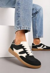 Czarne Sneakersy Tenisówki Ozdobione Wstawkami Ysalesa. Czarne obuwie sportowe damskie Renee, bez wzorów, bez zapięcia, tenisowe. Za 74.99 zł.