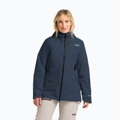 Kurtka narciarska damska Jack Wolfskin Flowline Pro 2L Ins. Niebieskie kurtki sportowe damskie Jack Wolfskin, na zimę, l, bez wzorów, bez ramiączek, bez kaptura, narciarskie. Za 1,129.00 zł.