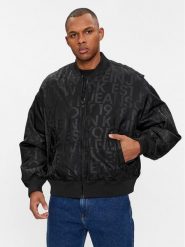 Calvin Klein Jeans Kurtka bomber Logo Aop J30J324658 Czarny Oversize. Czarne kurtki męskie Calvin Klein Jeans, m, bez wzorów, z jeansu, bez kaptura. Za 729.99 zł.