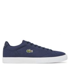Tenisówki Lacoste. Niebieskie trampki męskie Lacoste, bez wzorów, bez zapięcia. Za 299.99 zł.