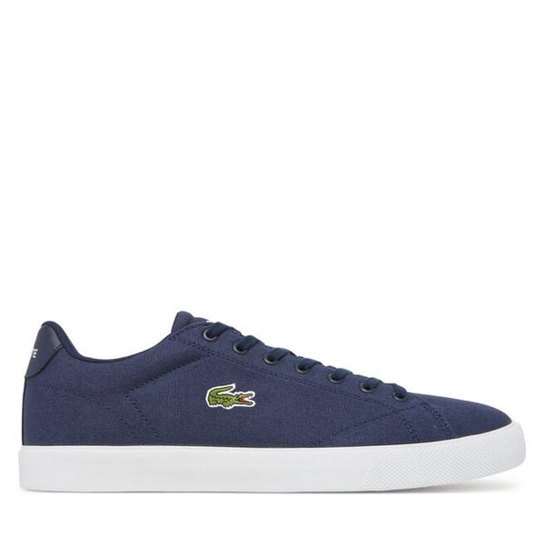 Tenisówki Lacoste. Niebieskie trampki męskie Lacoste, bez wzorów, bez zapięcia. Za 239.99 zł.