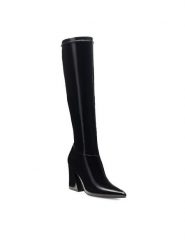 Nine West Kozaki SHARLEEZ 13196H Czarny. Czarne kozaki damskie Nine West, bez wzorów, z tworzywa sztucznego, bez obcasa, na słupku, bez zapięcia. Za 329.99 zł.